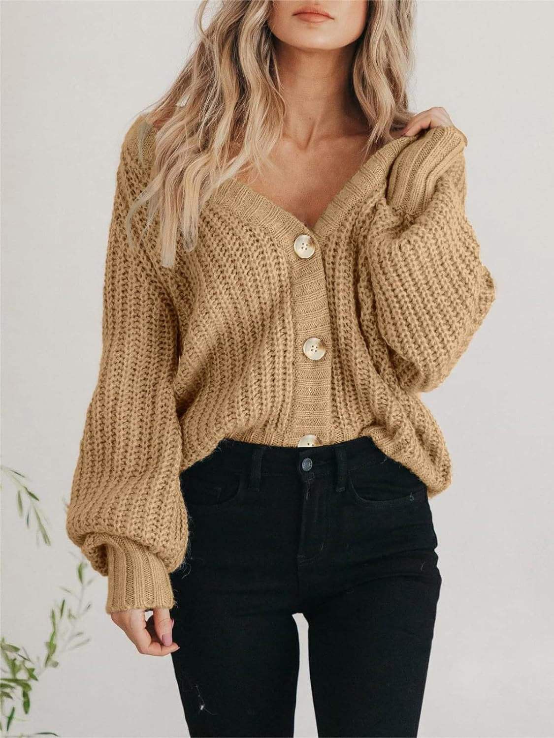 Button Up Long Sleeve Cardigan - Trendsi - Flyclothing LLC