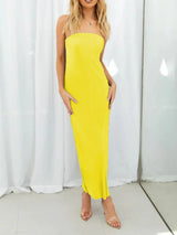 Lace-Up Back Tube Maxi Dress - Trendsi - Flyclothing LLC