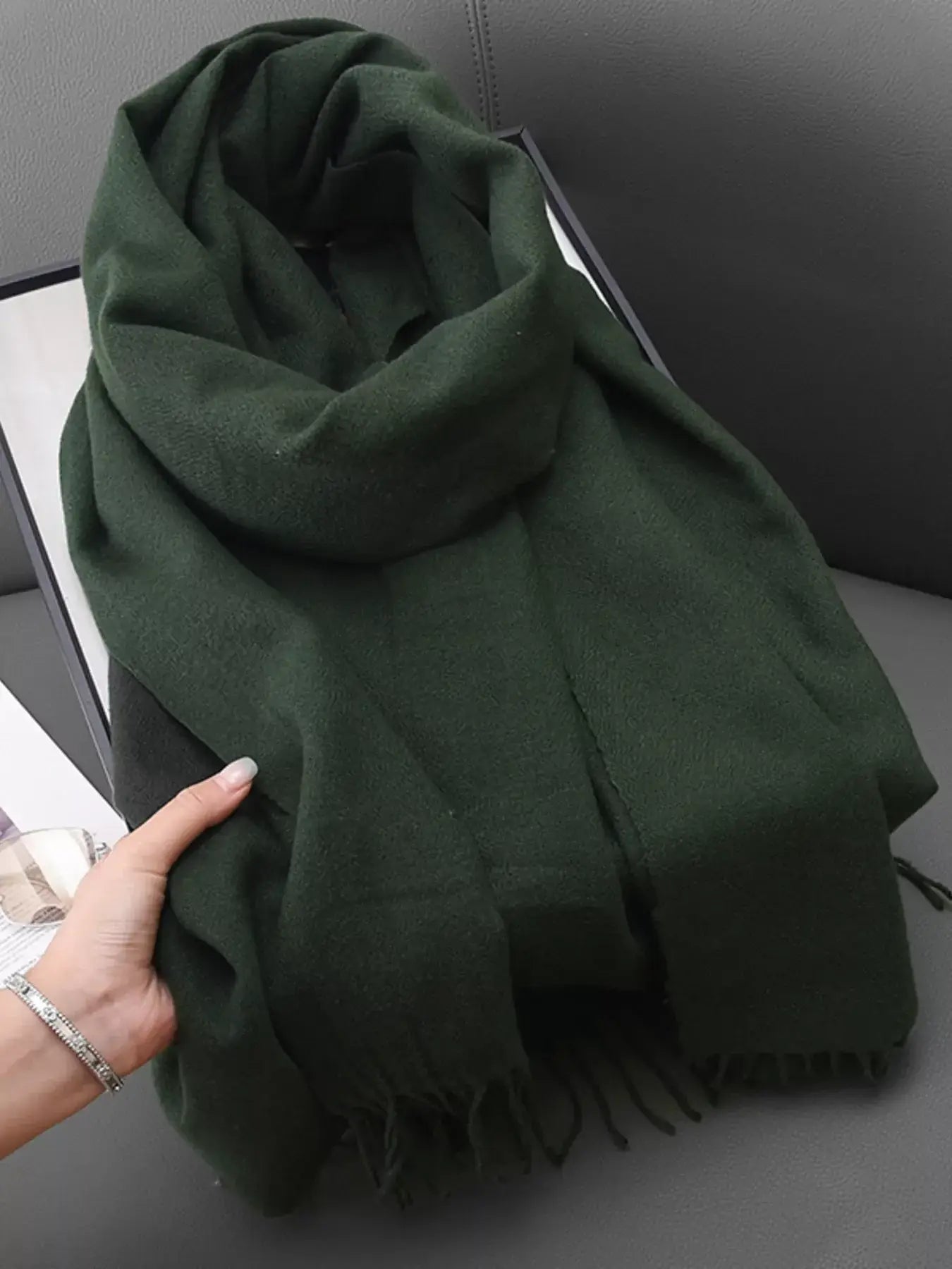 Solid Color Fringe Scarf - Trendsi - Flyclothing LLC