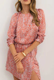 Slit Tied Printed Round Neck Mini Dress - Trendsi - Flyclothing LLC