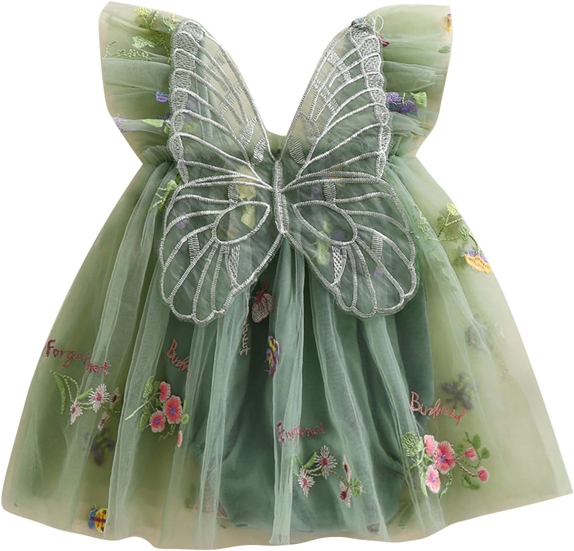 Baby Girl Halloween Costume Butterfly Wing Mesh Flower Sleeveless Tulle Fairy Romper Dress Birthday Tutu Dress - SHOMICOBOUTIQUE - Flyclothing LLC