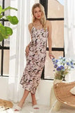 ADORA Watercolor V-Neck Midi Cami Dress - Trendsi