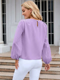 Round Neck Balloon Sleeve Blouse - Trendsi - Flyclothing LLC
