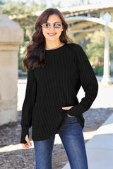 Basic Bae Full Size Ribbed Round Neck Long Sleeve Knit Top - ShopBasicbae - Flyclothing LLC