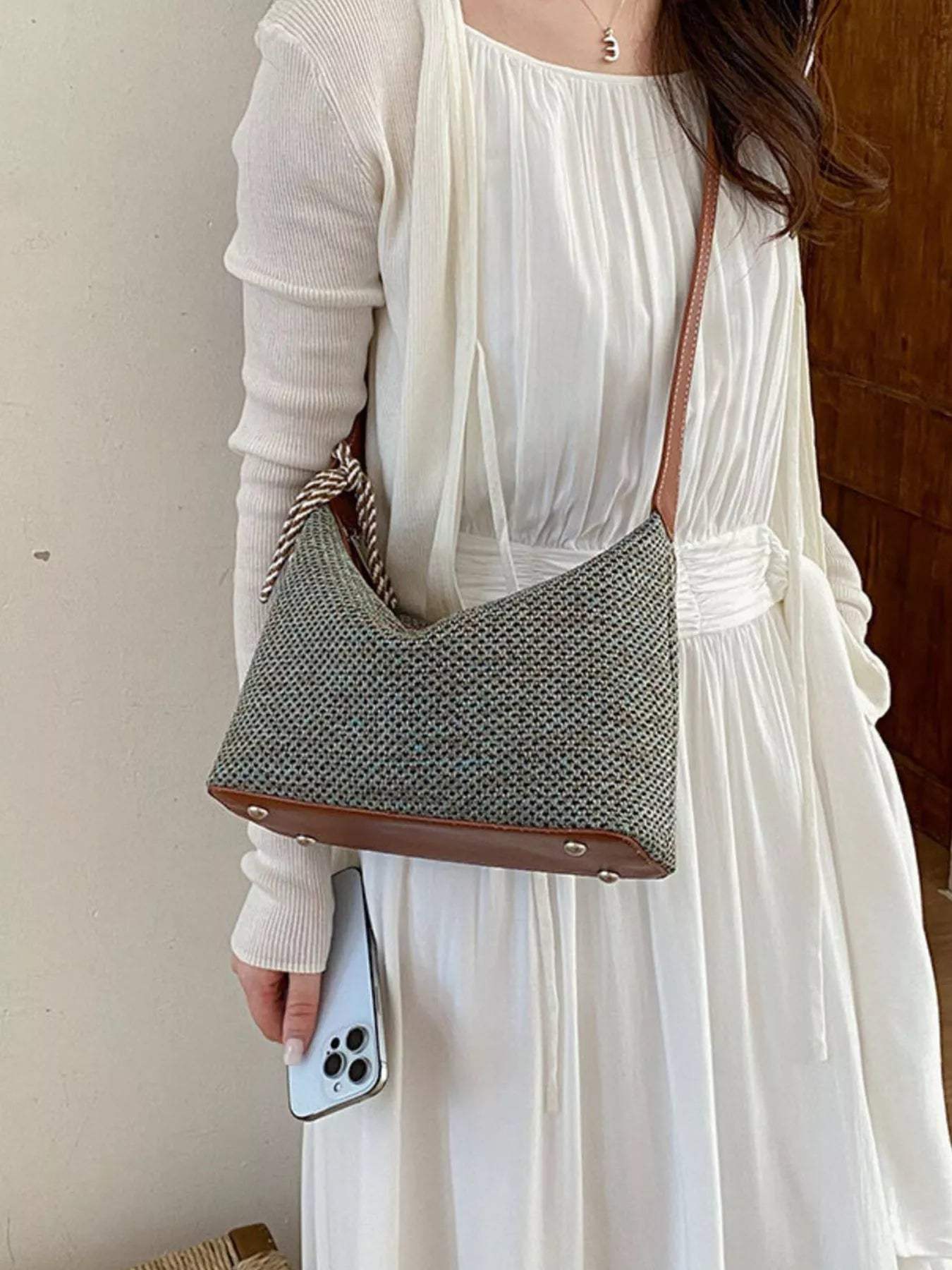 Woven Shoulder Bag with Tassel - Trendsi - Flyclothing LLC