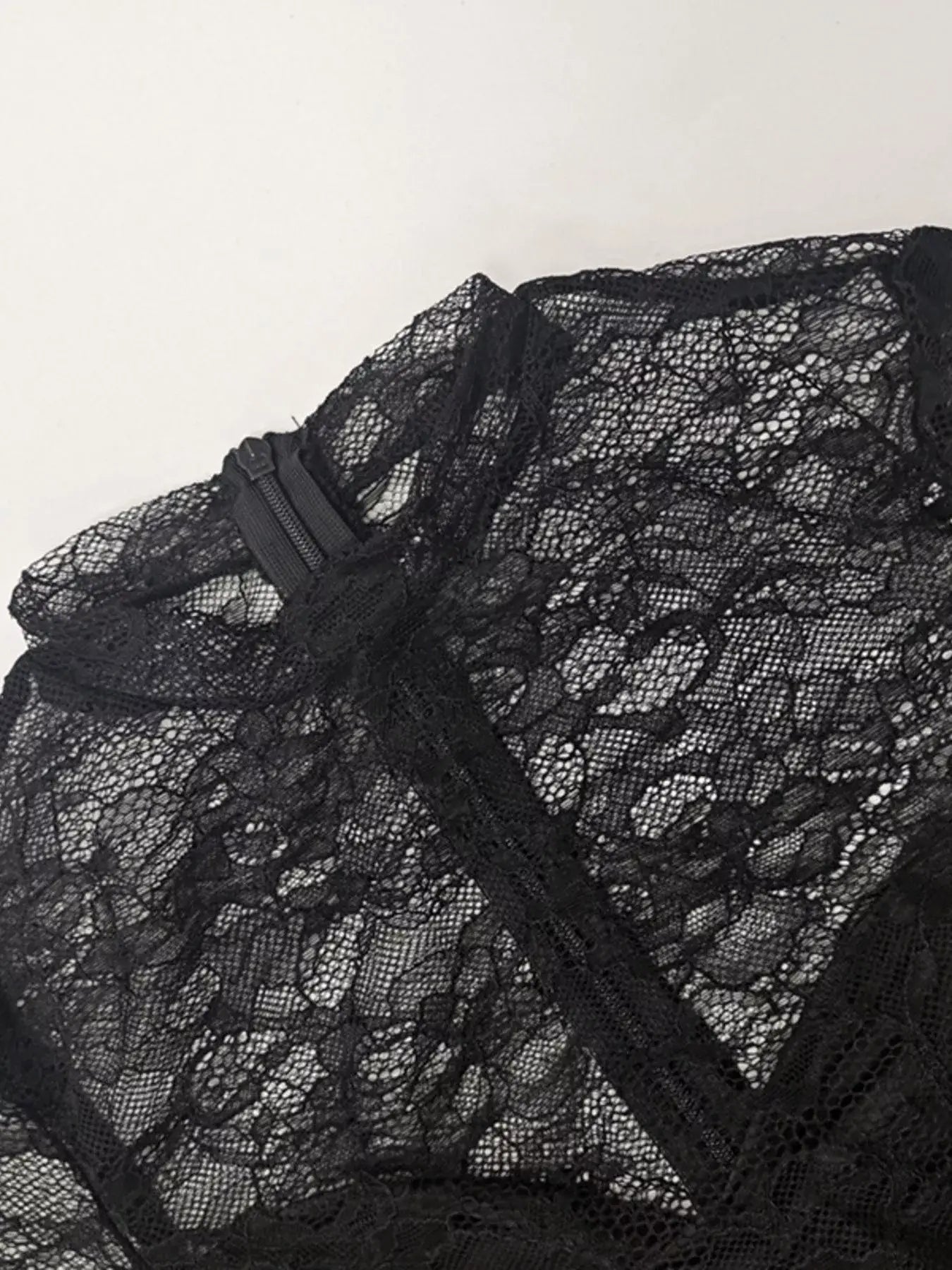 Lace Sheer Mock Neck Long Sleeve Maxi Dress - Trendsi - Flyclothing LLC
