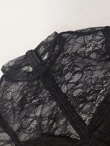 Lace Sheer Mock Neck Long Sleeve Maxi Dress - Trendsi - Flyclothing LLC
