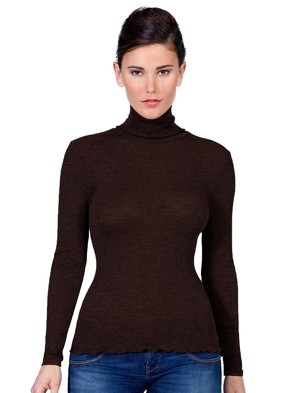 EGi Luxury Wool Silk Turtleneck Long Sleeve Top. Proudly Made in Italy (1494) - tittimitti - Flyclothing LLC