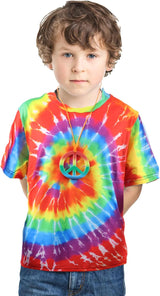 70s Outfits Boys 4Pcs Hippie Costume Accessories Kids Colorful Dye tshirt for Theme Party 60s 70s for 4-12 years - SHOMICOBOUTIQUE - Flyclothing LLC