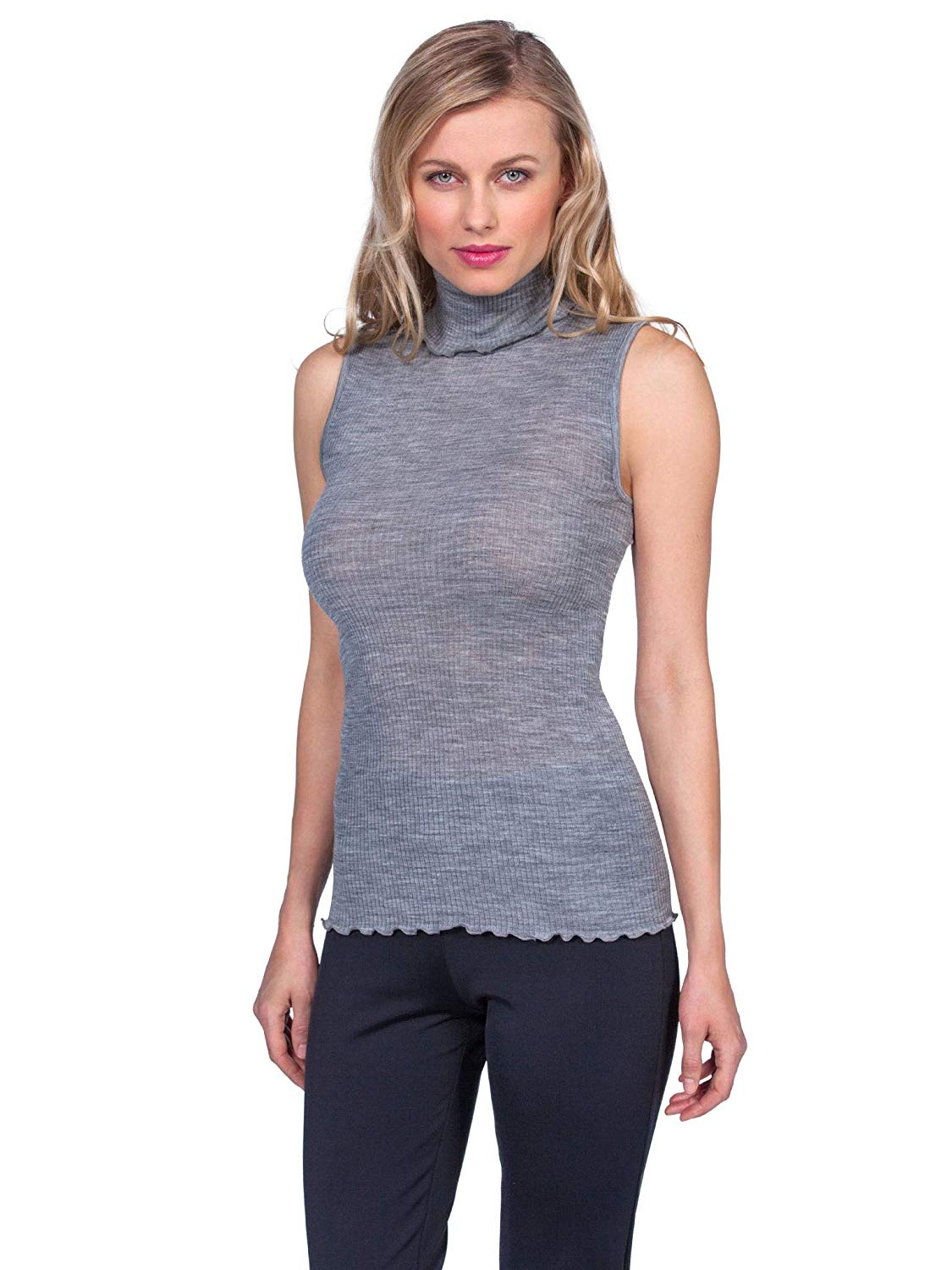 EGi Luxury Wool Silk Turtleneck Sleeveless Top. Proudly Made in Italy (1484) - tittimitti - Flyclothing LLC