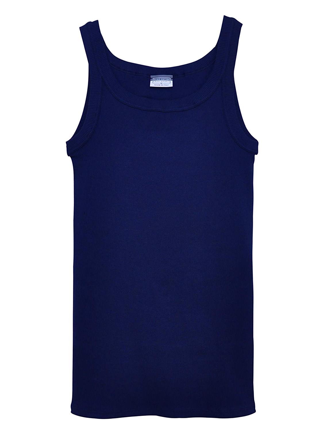 BASIC COTTON Free Spirit Premium Quality 100% Ribbed Cotton Men's Muscle Shirt Made in Italy (901)