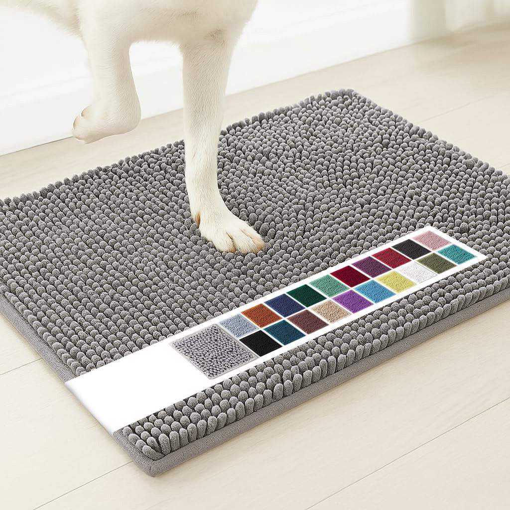 19" X 30" Gray Indoor Outdoor Chenille Door Mat - Homeroots - Flyclothing LLC