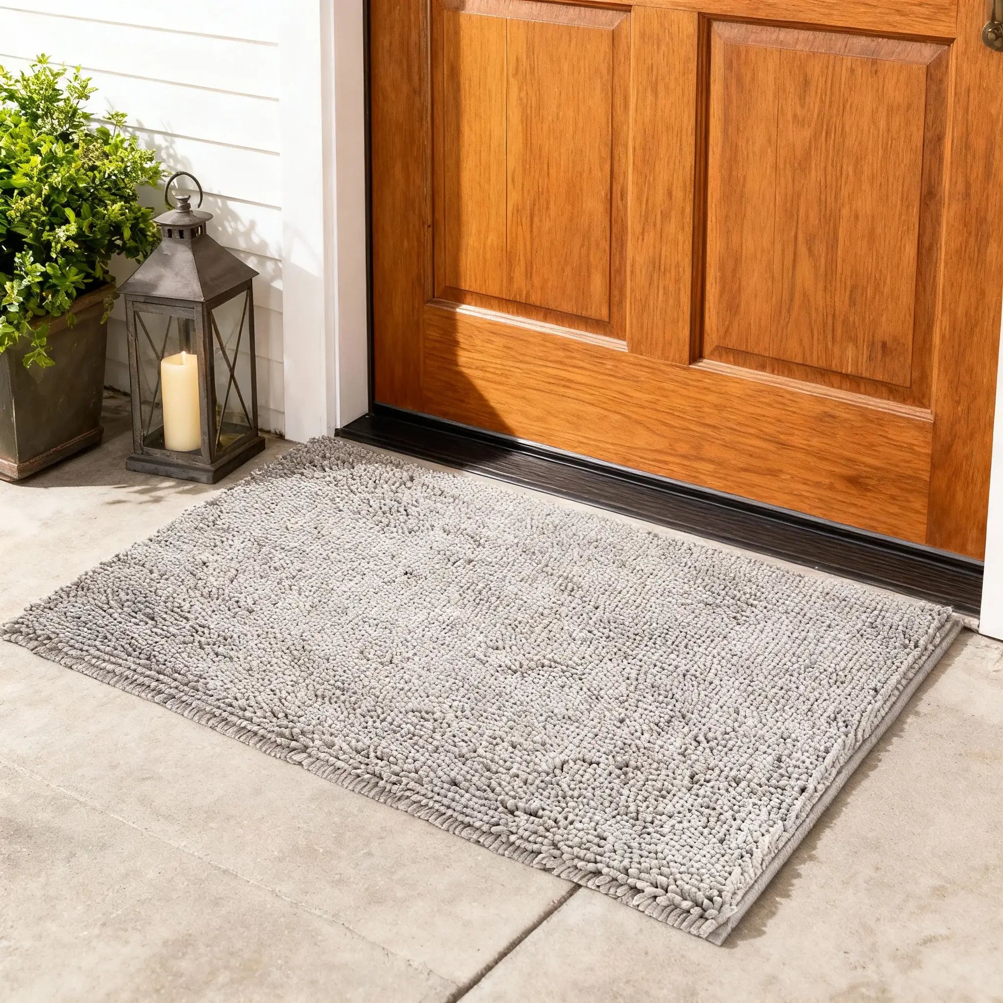 19" X 30" Gray Indoor Outdoor Chenille Door Mat - Homeroots - Flyclothing LLC