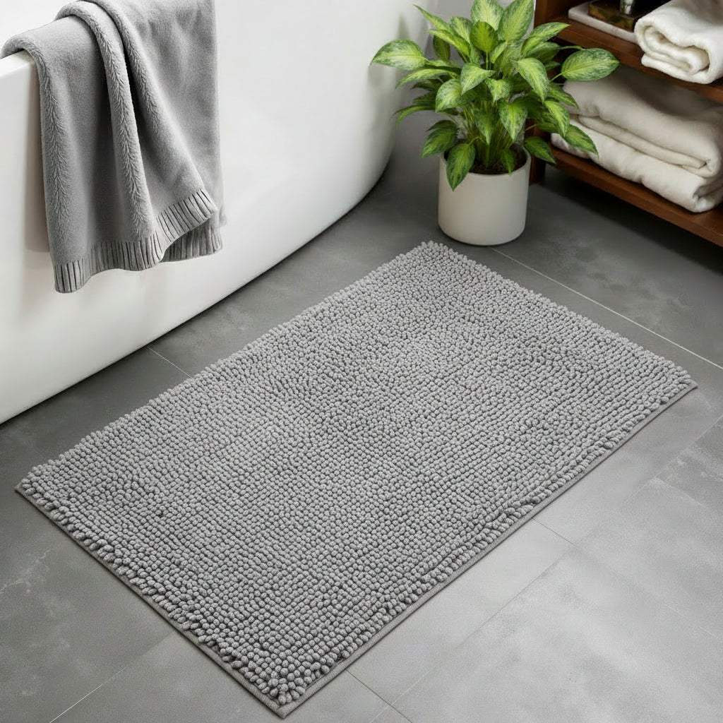 19" X 30" Gray Indoor Outdoor Chenille Door Mat - Homeroots - Flyclothing LLC