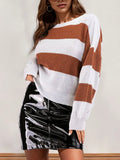 Perfee Color Block Dropped Shoulder Long Sleeve Sweater - Trendsi