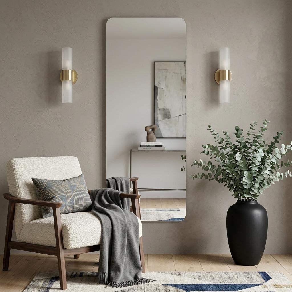 56" Silver Frameless Full Length Hanging Mirror - HomeRoots - Flyclothing LLC