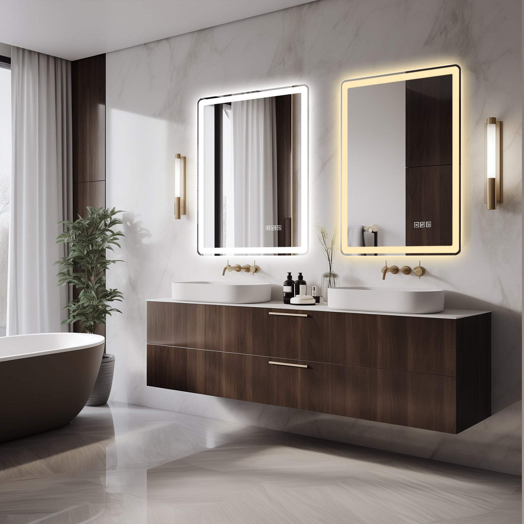 36" Square Lighted Frameless Bathroom Vanity Mirror - HomeRoots - Flyclothing LLC