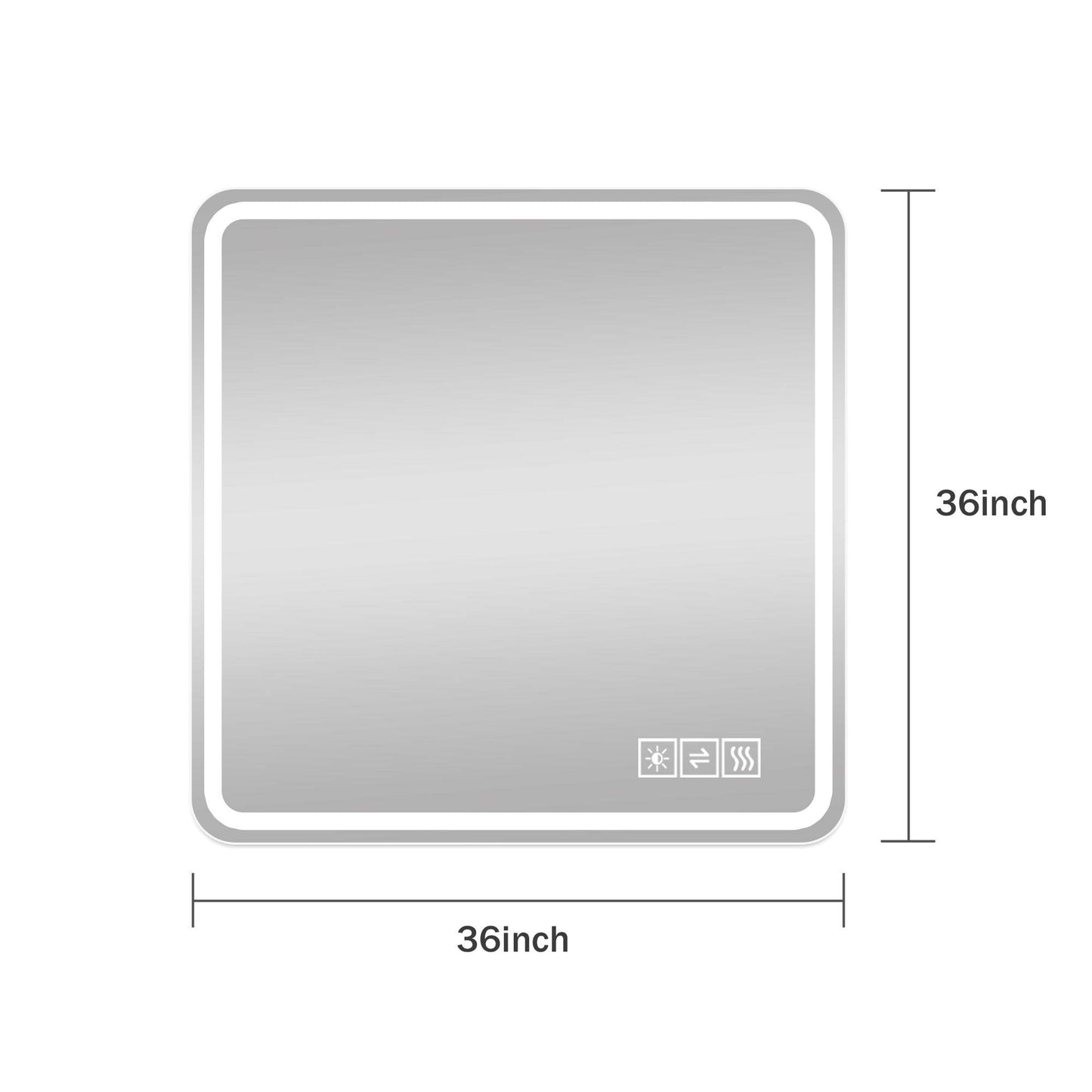 36" Square Lighted Frameless Bathroom Vanity Mirror - HomeRoots - Flyclothing LLC