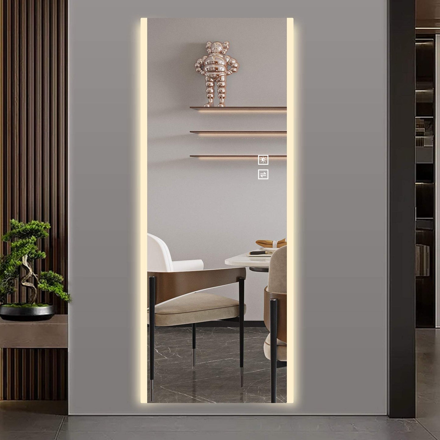65" Silver Lighted Frameless Full Length Hanging Mirror - HomeRoots - Flyclothing LLC