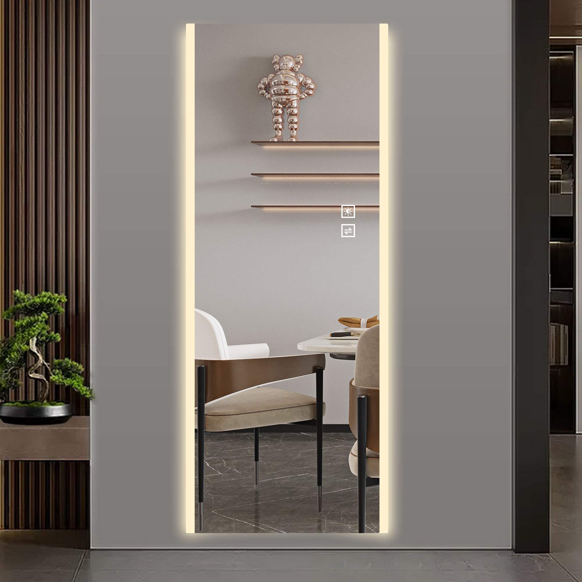 65" Silver Lighted Frameless Full Length Hanging Mirror - HomeRoots - Flyclothing LLC