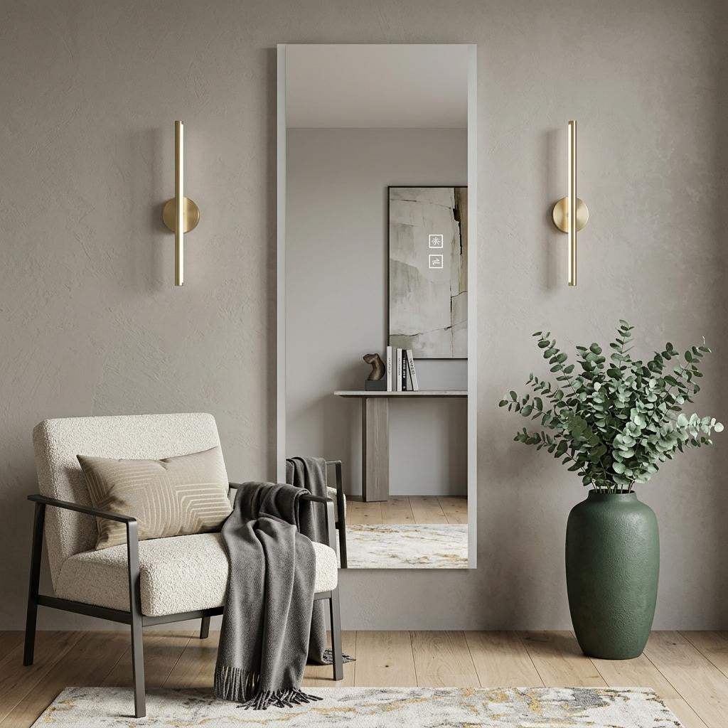65" Silver Lighted Frameless Full Length Hanging Mirror - HomeRoots - Flyclothing LLC