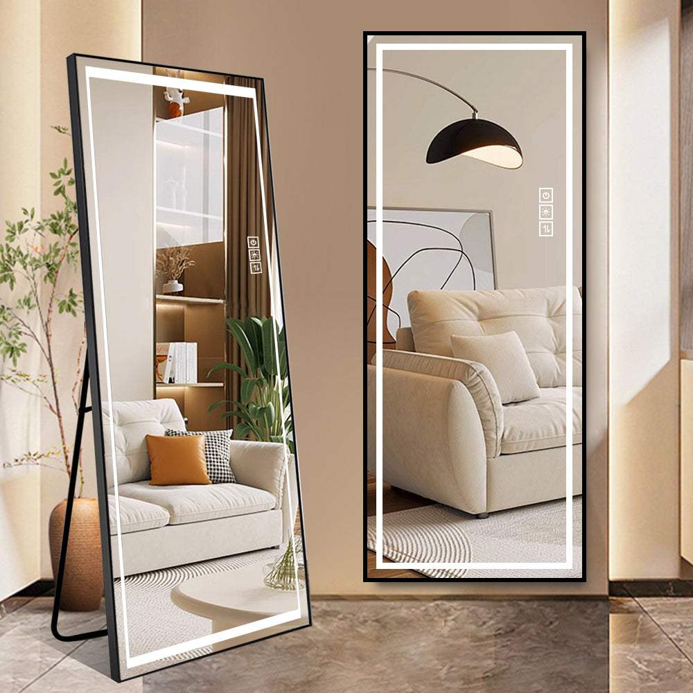 65" Silver Lighted Wall Mount Or Freestanding Frameless Standing Mirror - HomeRoots - Flyclothing LLC