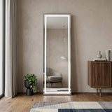 65" Silver Lighted Wall Mount Or Freestanding Frameless Standing Mirror - HomeRoots - Flyclothing LLC