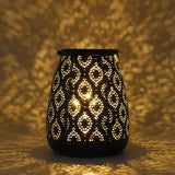 8" Black Metal Battery Operated Pierced Geometric Lantern - Homeroots - Flyclothing LLC
