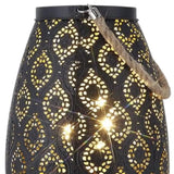 8" Black Metal Battery Operated Pierced Geometric Lantern - Homeroots - Flyclothing LLC