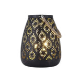 8" Black Metal Battery Operated Pierced Geometric Lantern - Homeroots - Flyclothing LLC