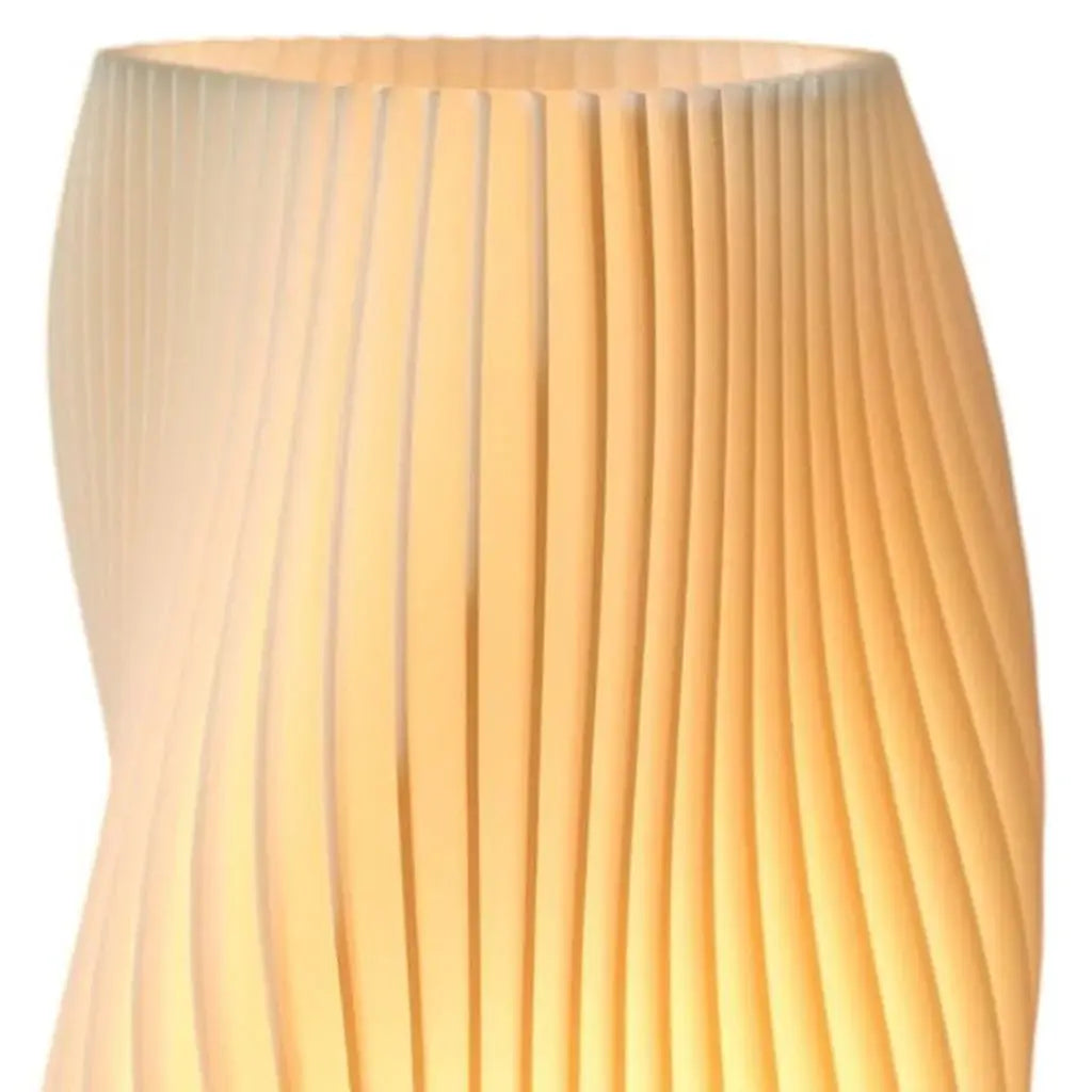 9" Beige And Natural Wavy Geometric Battery Operated Table Lamp - Homeroots - Flyclothing LLC