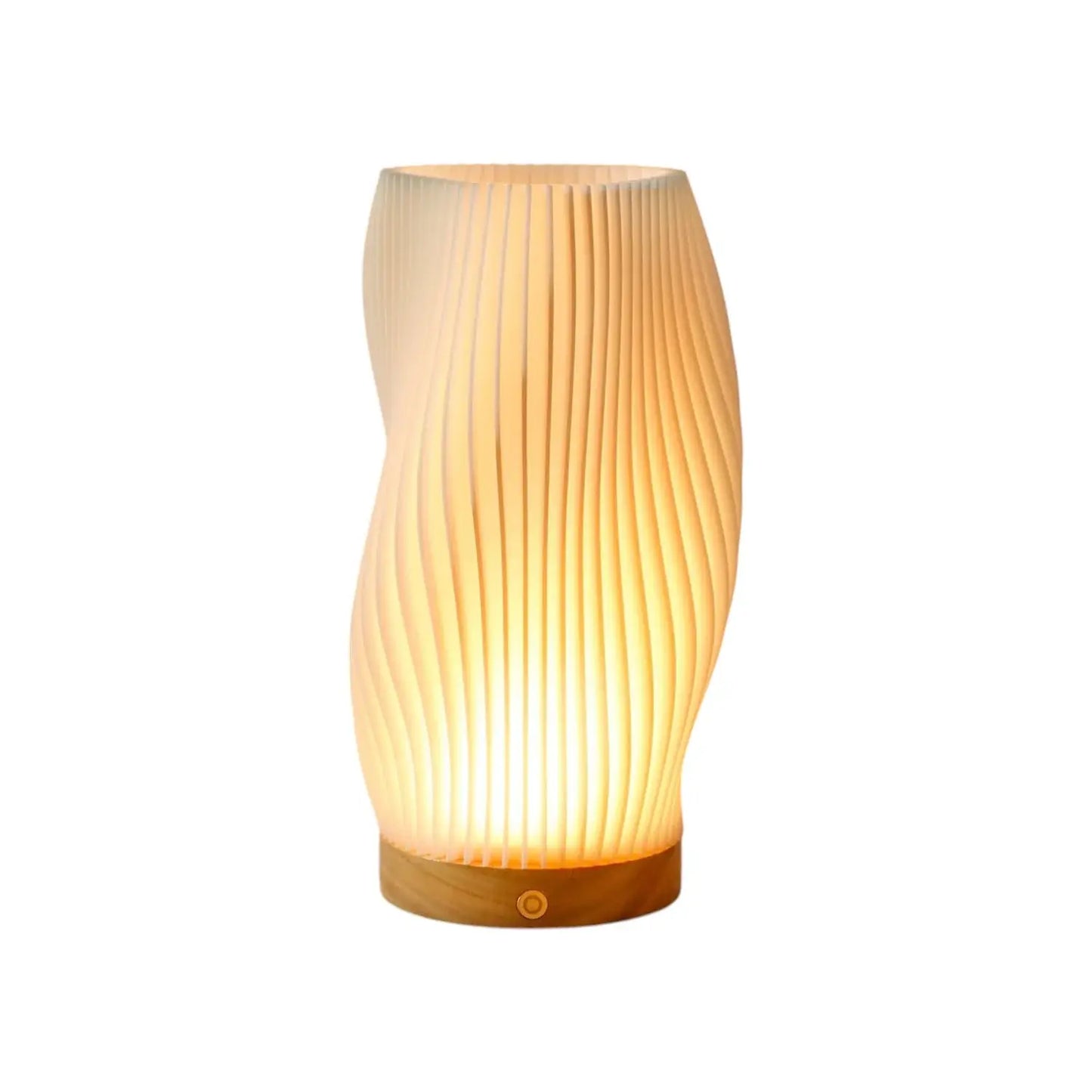 9" Beige And Natural Wavy Geometric Battery Operated Table Lamp - Homeroots - Flyclothing LLC