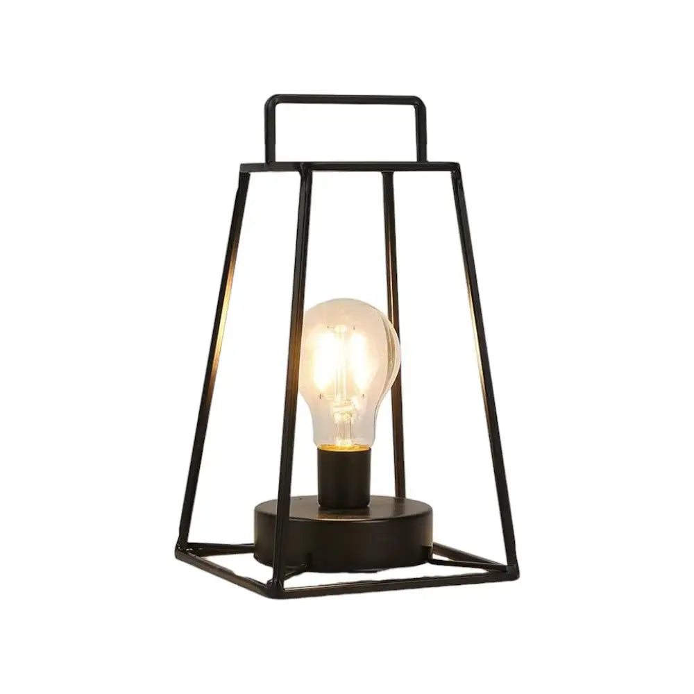 10" Black Metal Geometric Battery Operated Desk Lamp With Novelty Shade - Homeroots - Flyclothing LLC