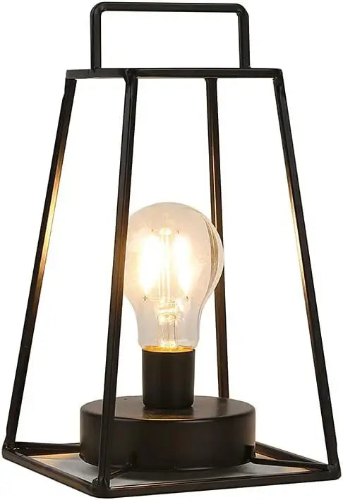 10" Black Metal Geometric Battery Operated Desk Lamp With Novelty Shade - Homeroots - Flyclothing LLC