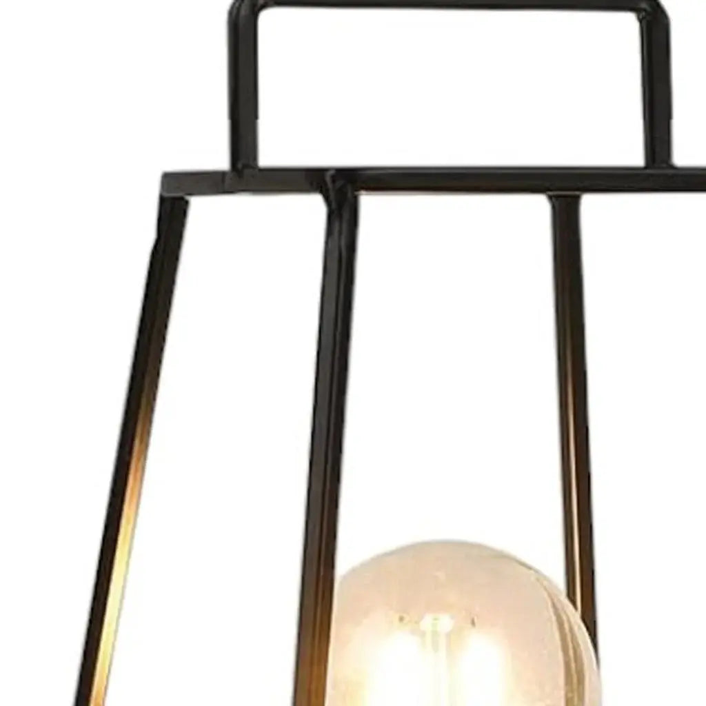 10" Black Metal Geometric Battery Operated Desk Lamp With Novelty Shade - Homeroots - Flyclothing LLC