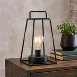 10" Black Metal Geometric Battery Operated Desk Lamp With Novelty Shade - Homeroots - Flyclothing LLC