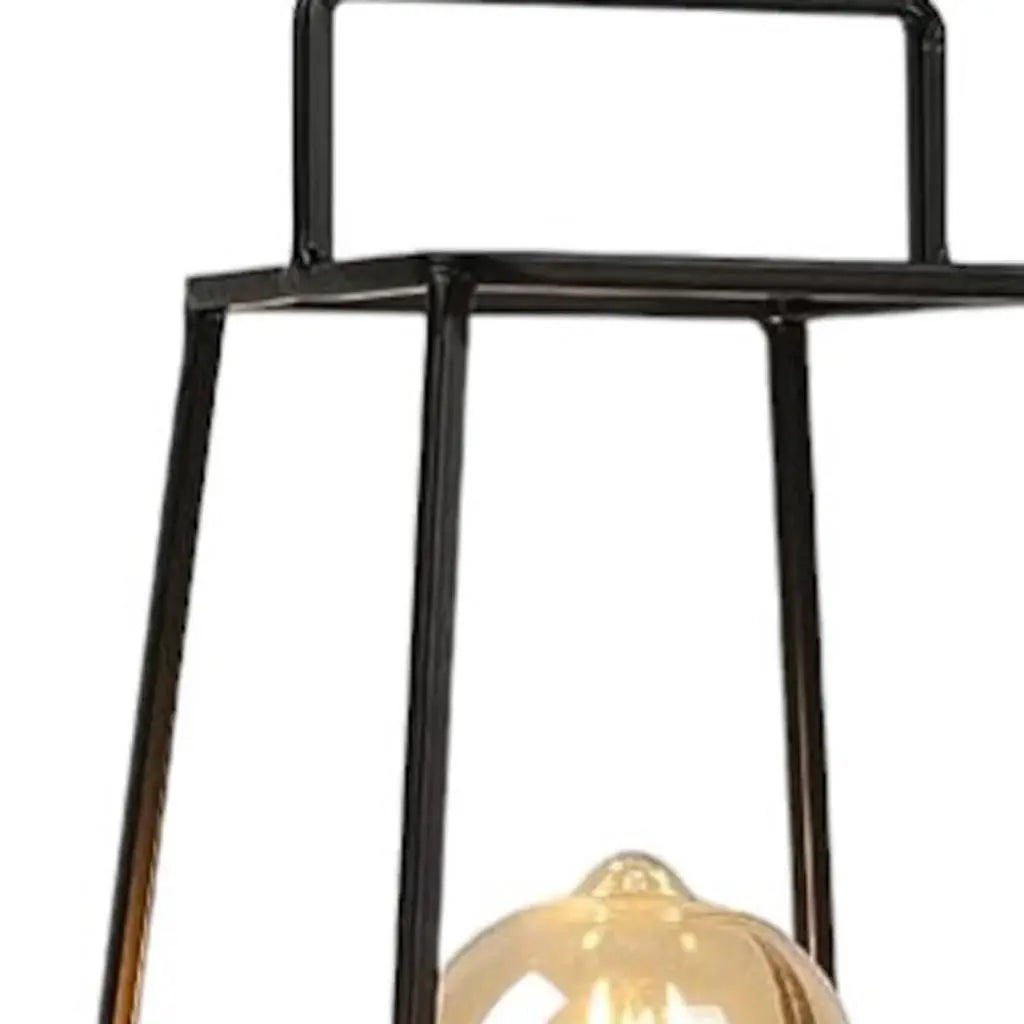 12" Black Geometric Novelty Lantern With Novelty Shade - Homeroots - Flyclothing LLC