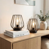 Set of Two 7" Black Geometric Cage Cordless Desk Lamps - Homeroots - Flyclothing LLC
