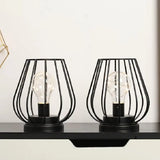 Set of Two 7" Black Geometric Cage Cordless Desk Lamps - Homeroots - Flyclothing LLC