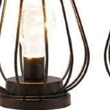 Set of Two 7" Black Geometric Cage Cordless Desk Lamps - Homeroots - Flyclothing LLC