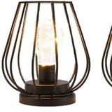 Set of Two 7" Black Geometric Cage Cordless Desk Lamps - Homeroots - Flyclothing LLC