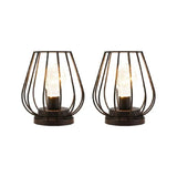 Set of Two 7" Black Geometric Cage Cordless Desk Lamps - Homeroots - Flyclothing LLC