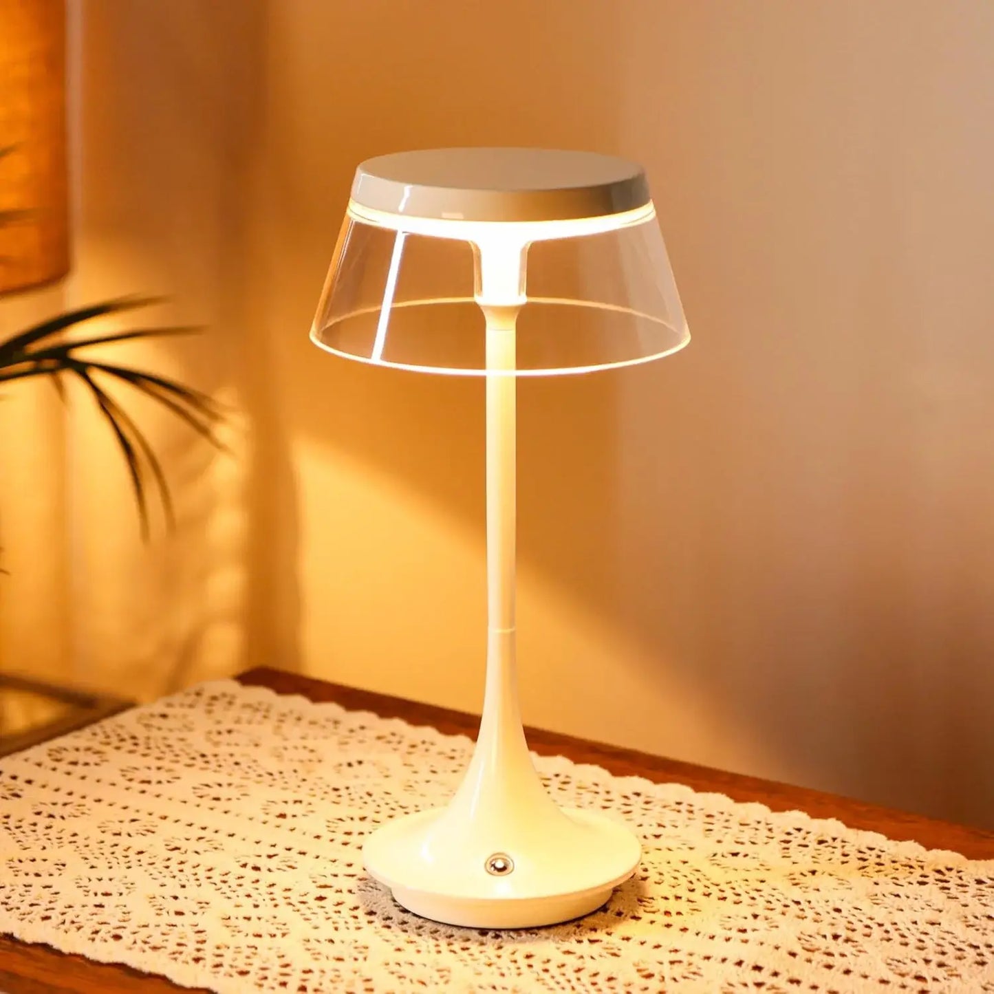 11" White Geometric Modern Industrial Battery Operated Desk Lamp - Homeroots - Flyclothing LLC