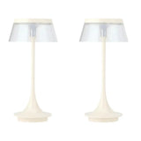Set of Two 11" White Geometric USB Bedside Lamps With Novelty Shades - Homeroots - Flyclothing LLC