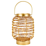 8" Distressed Gold Geometric Lantern Desk Lamp With Novelty Shade - Homeroots - Flyclothing LLC