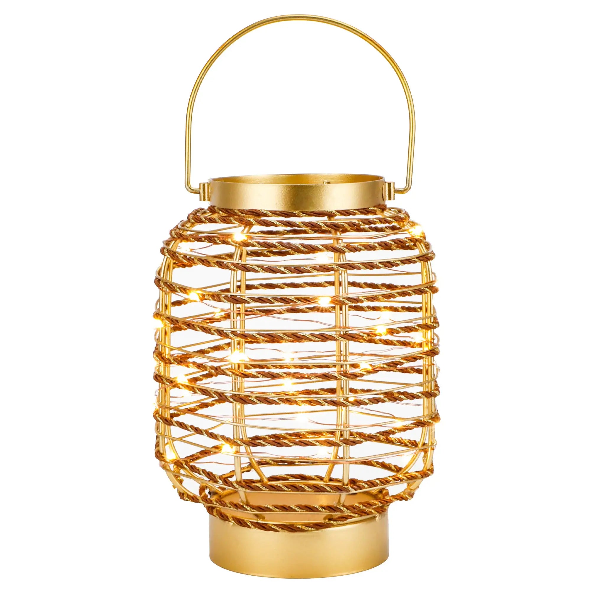 8" Distressed Gold Geometric Lantern Desk Lamp With Novelty Shade - Homeroots - Flyclothing LLC