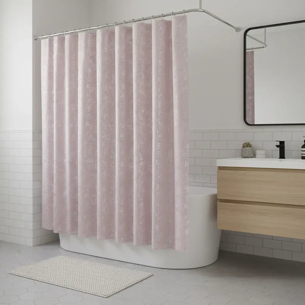72" Blush And Silver Abstract Shower Curtain - Homeroots - Flyclothing LLC