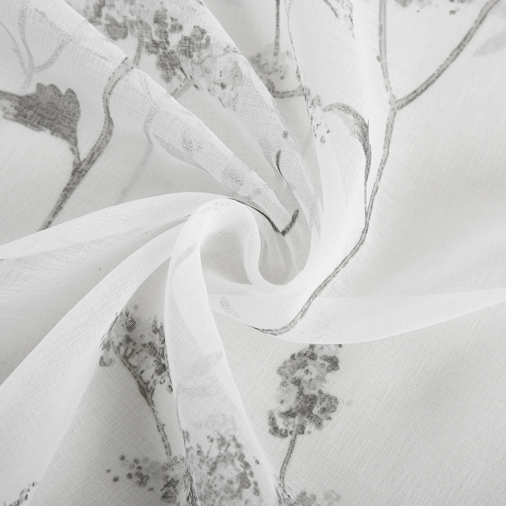 72" White And Gray Floral Shower Curtain - Homeroots - Flyclothing LLC