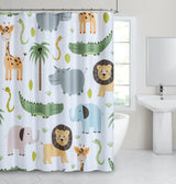 72" Blue Green And White Youthful Animal Print Shower Curtain - Homeroots - Flyclothing LLC