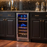 34" X 15" Silver Stainless Steel Dual Compartment Wine Refrigerator - Homeroots - Flyclothing LLC